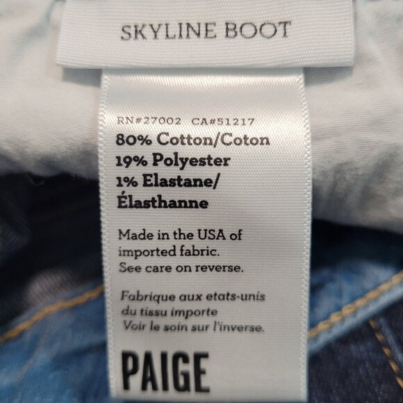 Paige Denim Blue Skyline Bootcut Low Rise Dark Wash Stretch Jeans USA 24 (24x32) - Picture 3 of 13